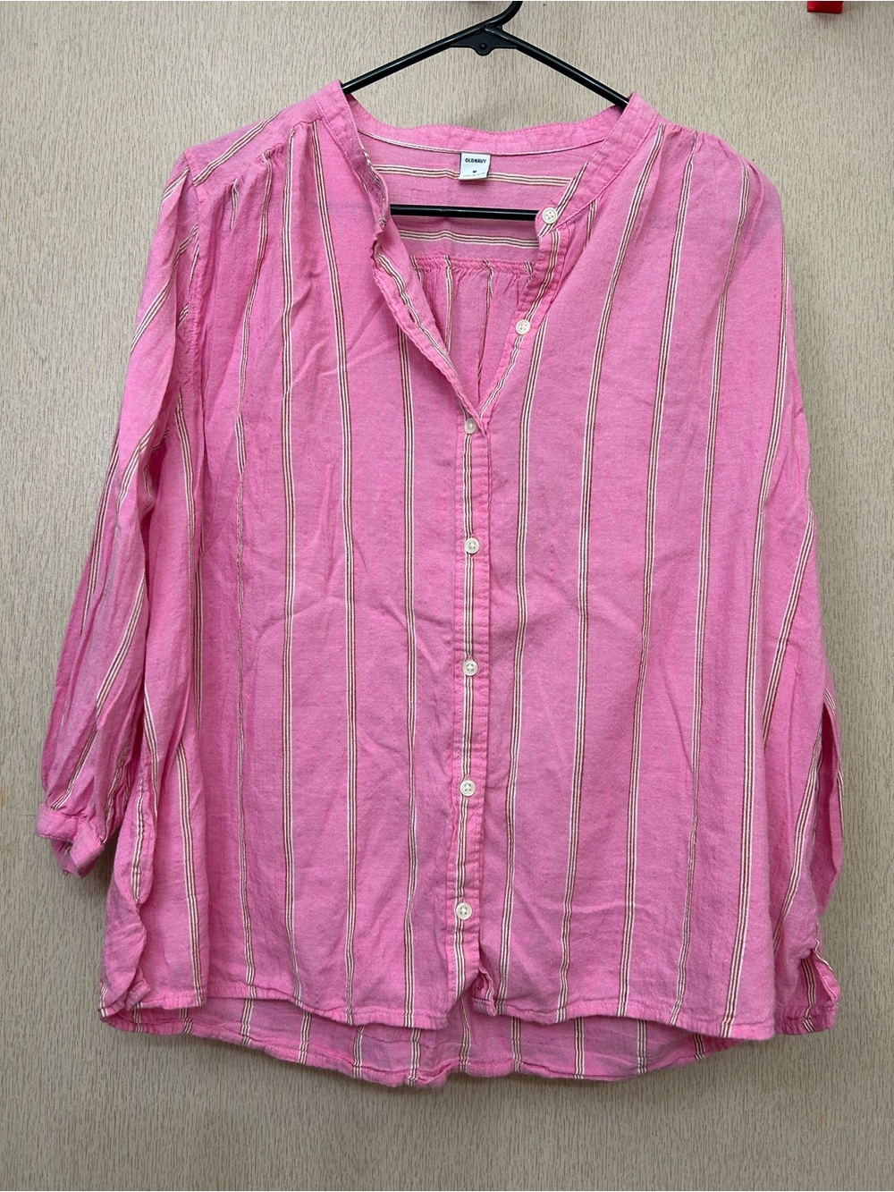 Old Navy - Pink Striped Button Down Blouse - Size M